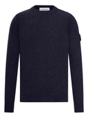 Stone Island Pull Col Rond Bleu Marine